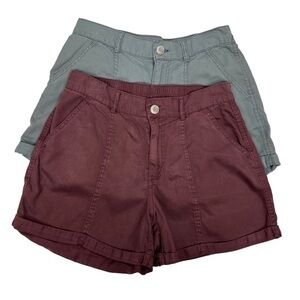 MAURICES Women’s Casual Shorts Sz Small Lot/2 Maroon & Gray Pockets 1” cuffs